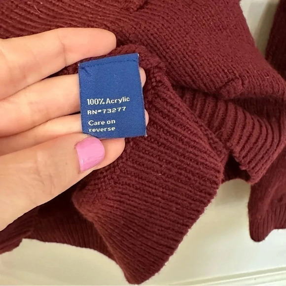 Apt. 9 Swiss Dot Maroon Long Sleeve Sweater Size Large GUC - Picture 9 of 9